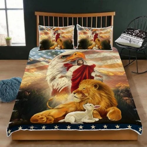 Lion and lamb eagle Jesus bedding set2