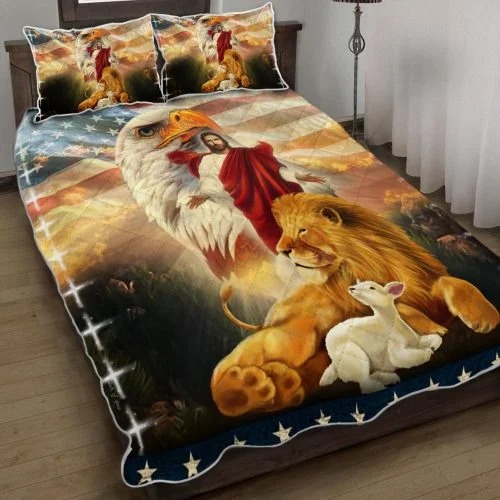 Lion and lamb eagle Jesus bedding set