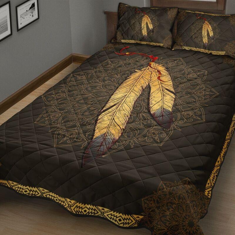 Native American Indian feathers quilt bedding set4