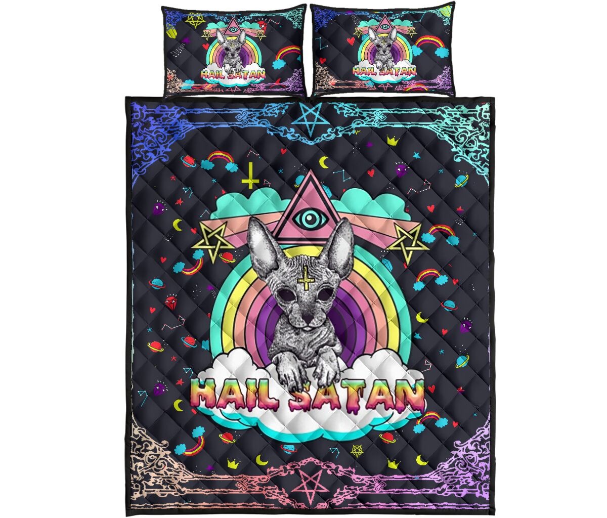 Sphyn hail satan quilt bedding set4