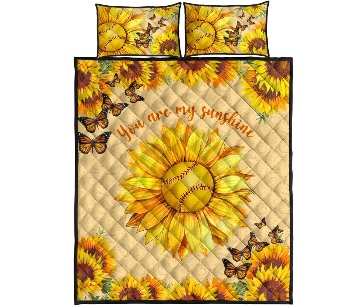 Sunflower softball quilt bedding set4