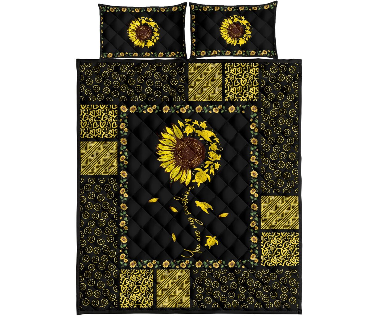 Sunflower sunshine turtle quilt bedding set4