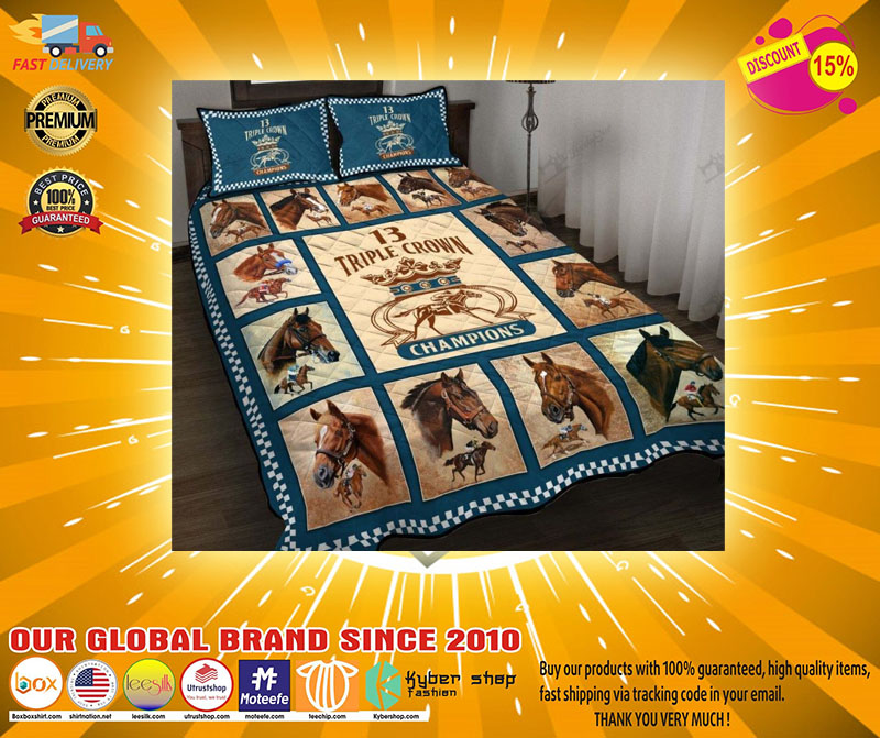 Triple crown of champions horse quilt bedding set22