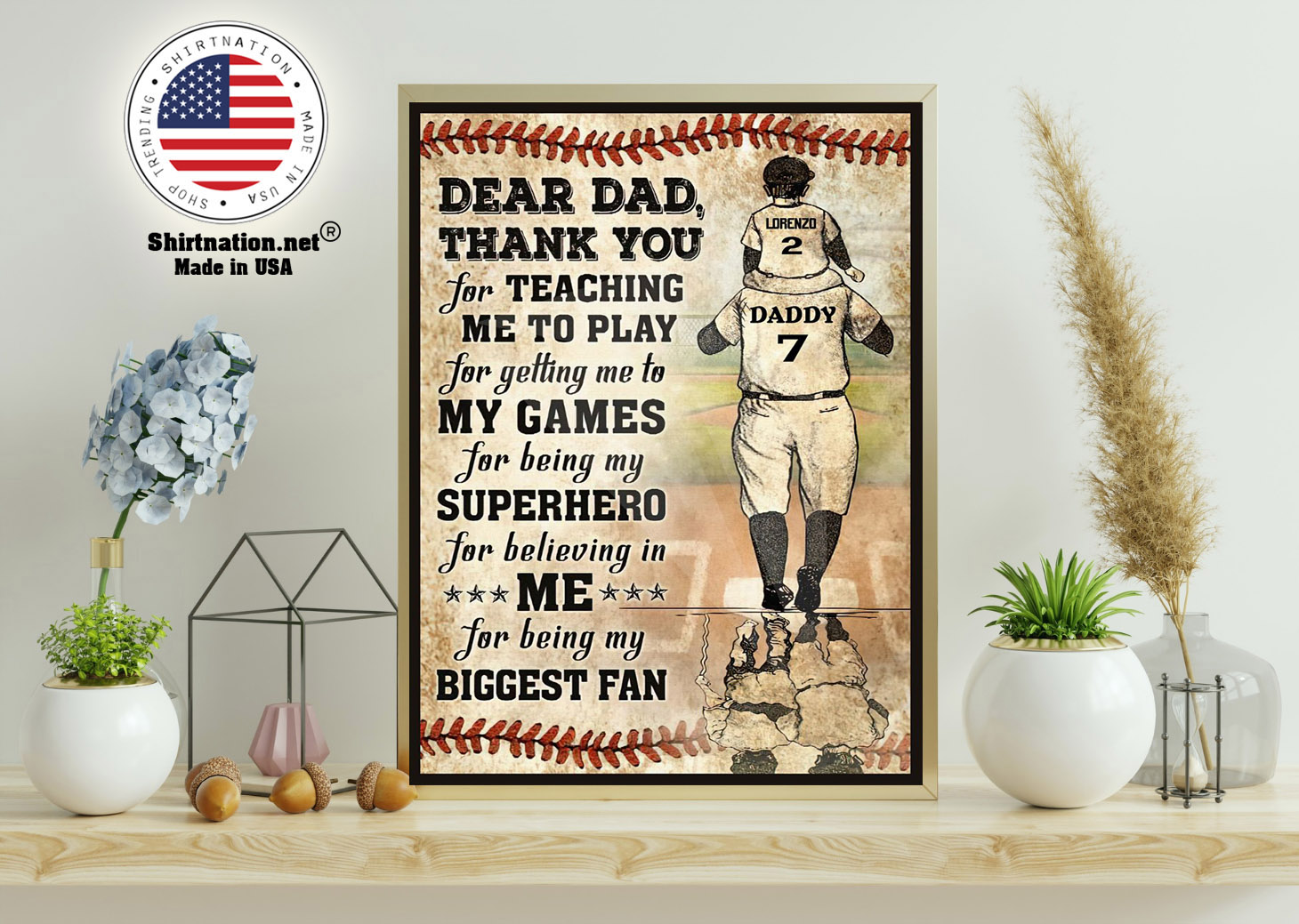 Baseball Dear dad thank you for teaching me to play for getting me to my games custom poster 11