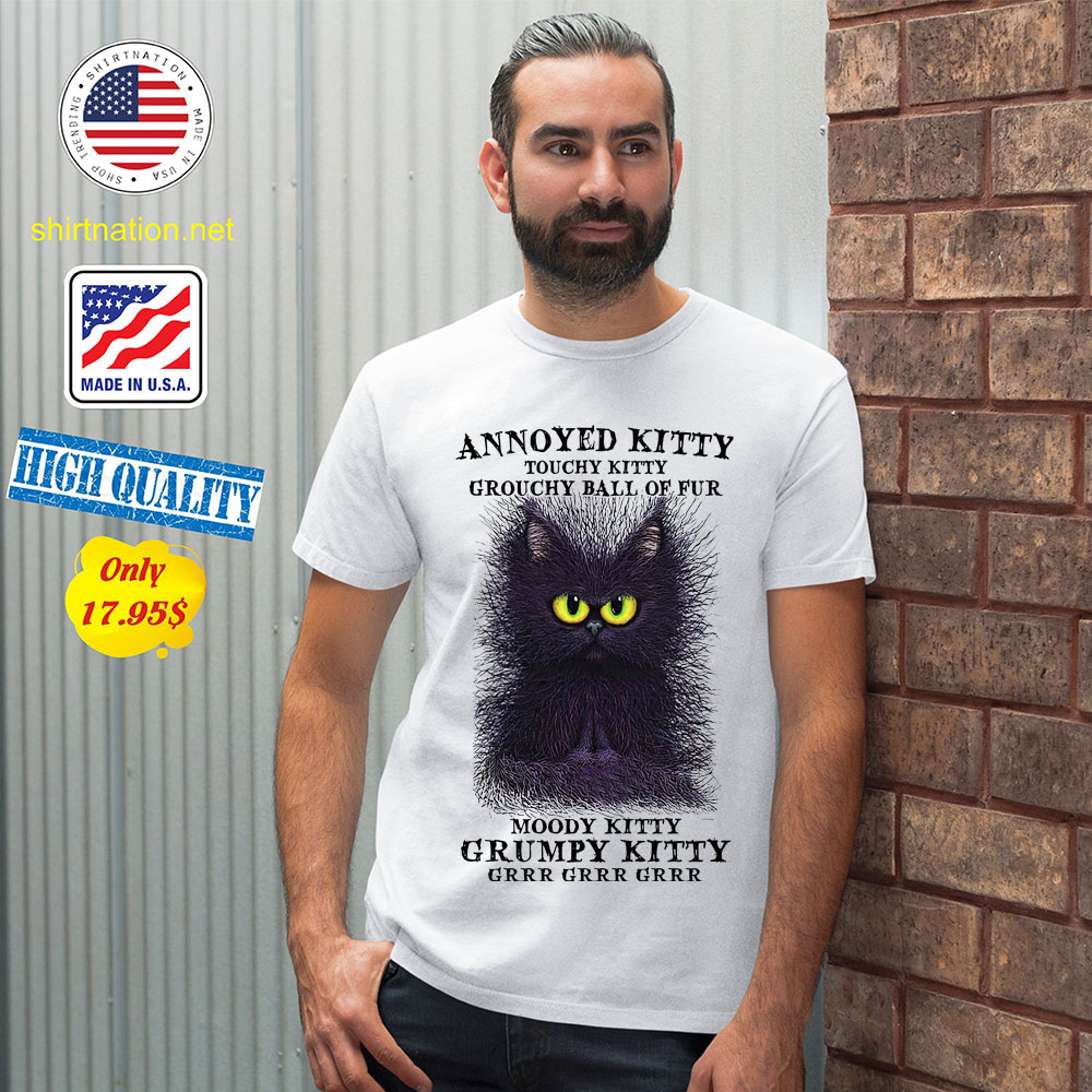 Cat Annoyed kitty touchy kitty grouchy ball of fur shirt 12
