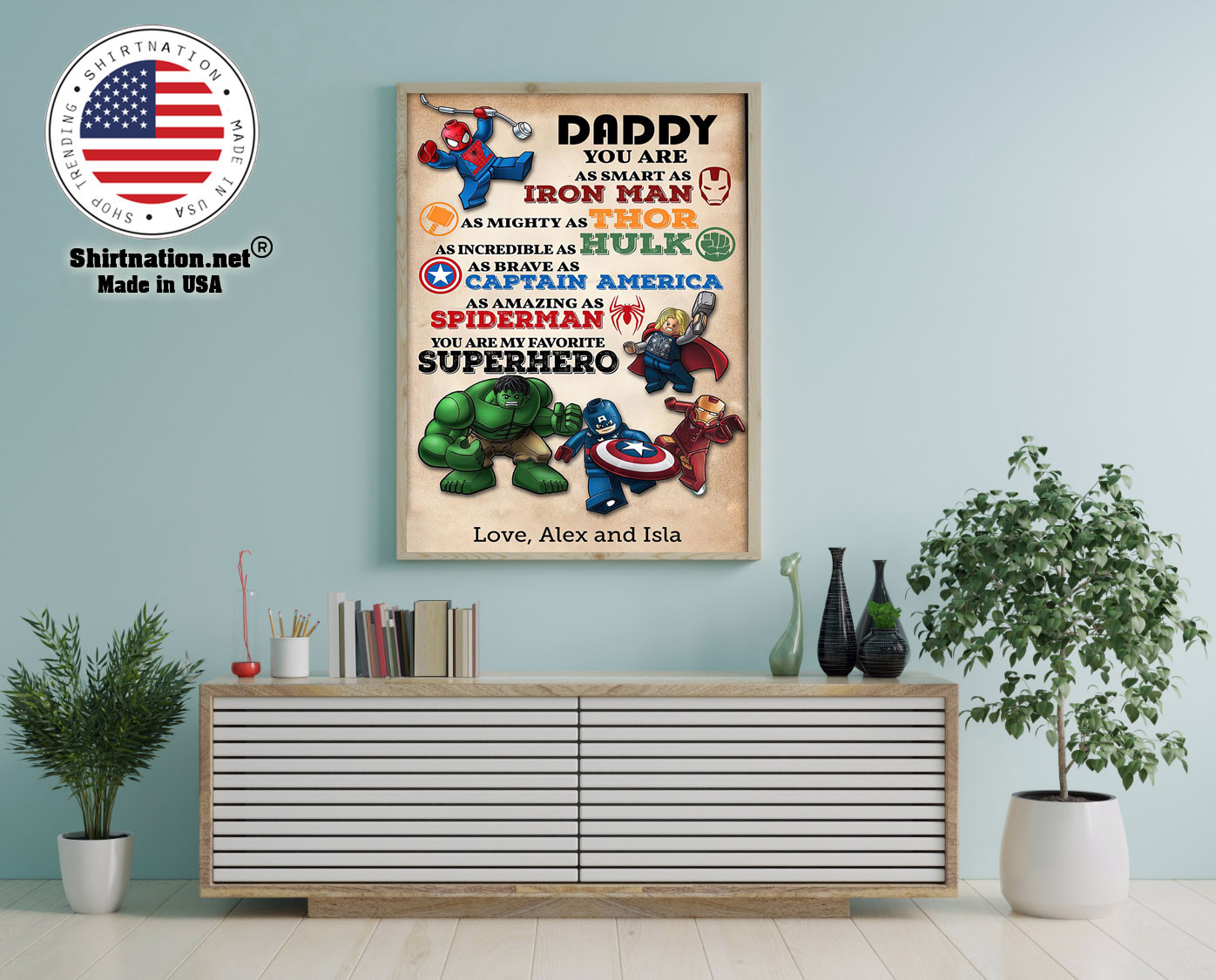 Daddy you are as smart an I ron man as mighty as thor custom name poster 12
