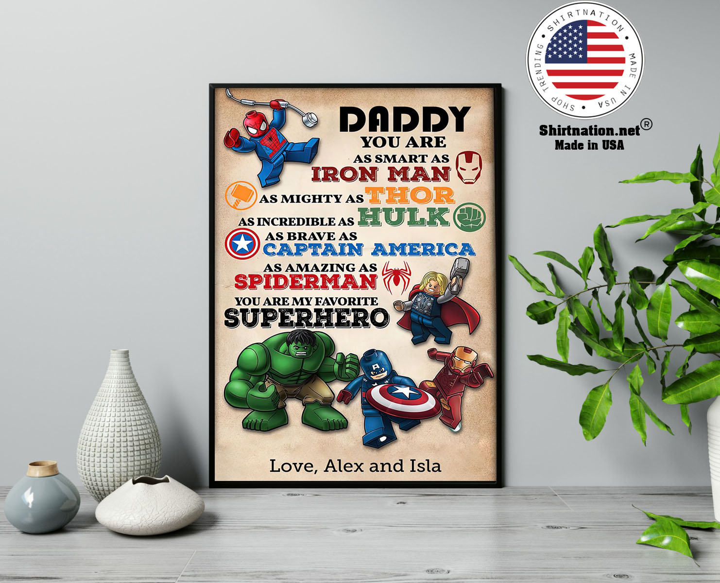 Daddy you are as smart an I ron man as mighty as thor custom name poster 13