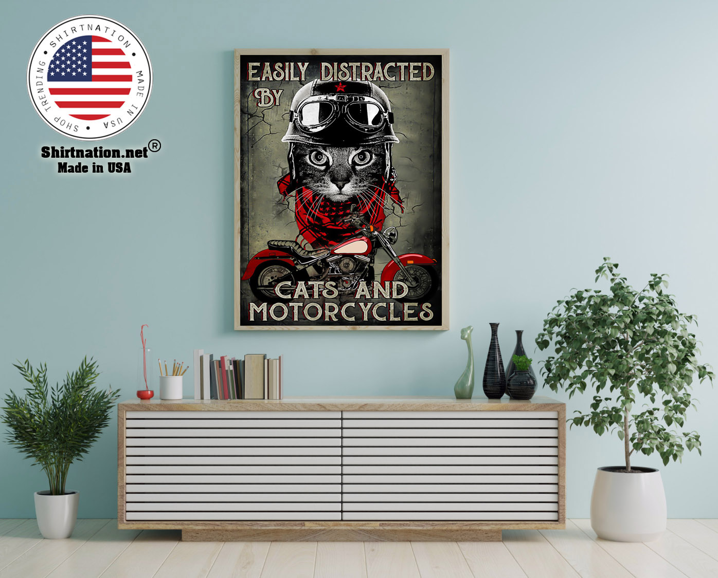Easily distracted by cats and motorcycles poster 12 1