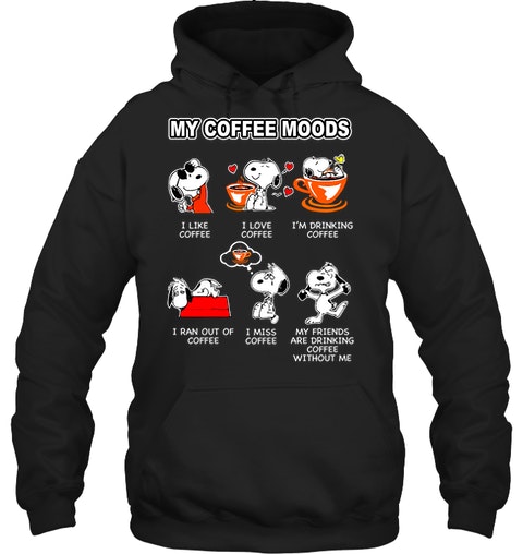 Snoopy doo My coffee moods I like coffee I love coffee shirt 11