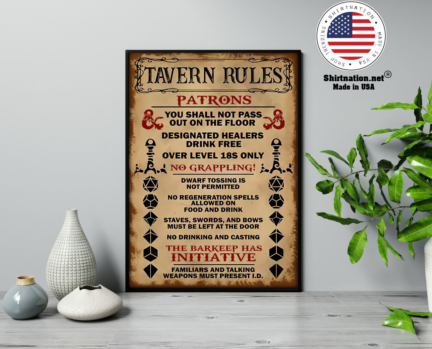Tavern rules patrons you shall not pass out on the floor poster 13