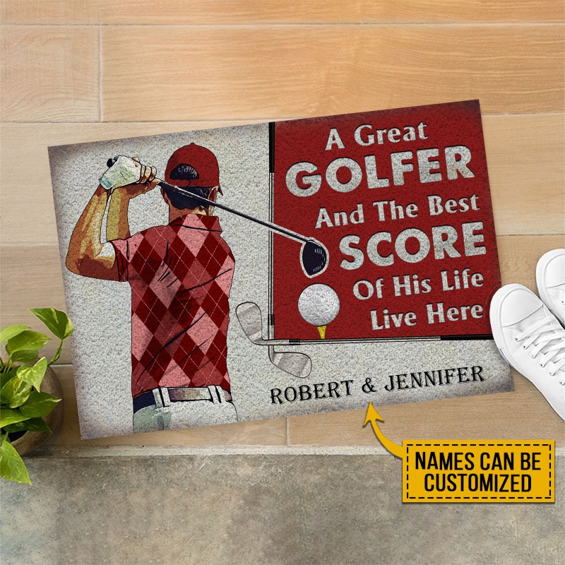 A great golfer and the best score custom name doormat3