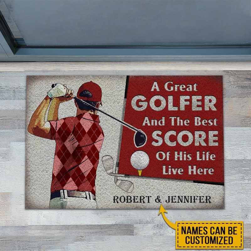 A great golfer and the best score custom name doormat2