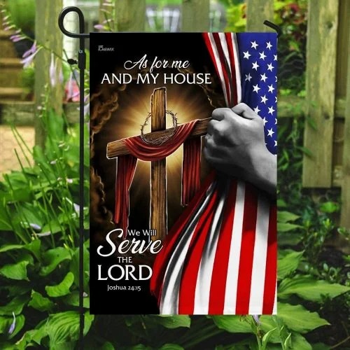 American Faith cross as for me and my house flag3