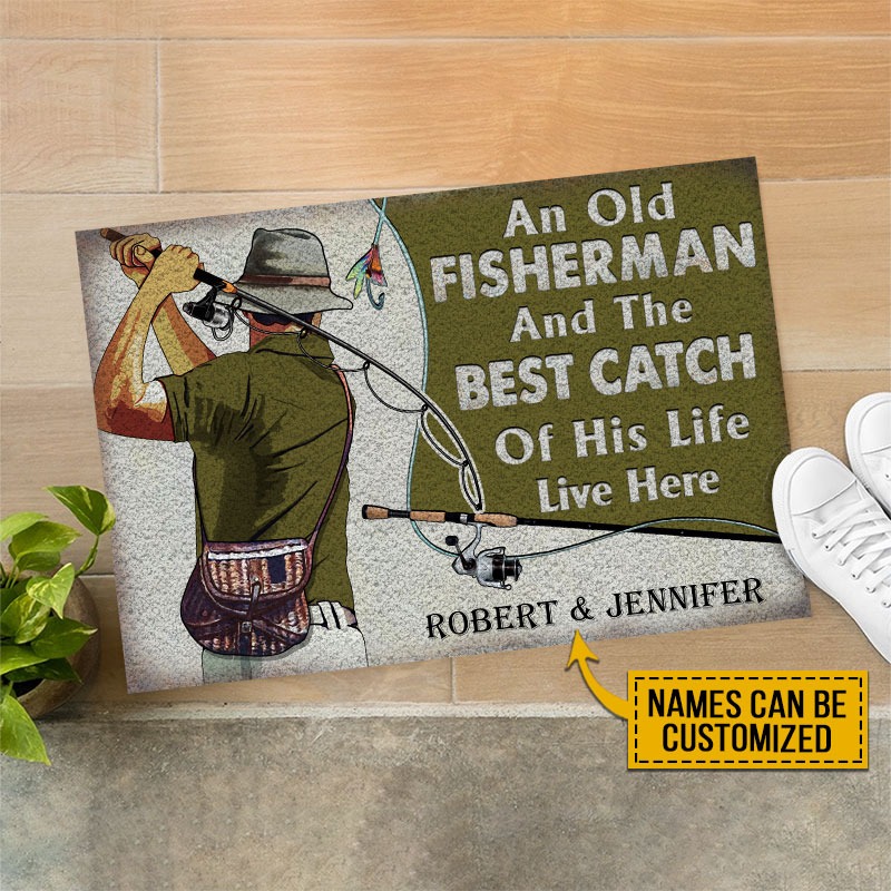 An old fisherman and the best catch custom name doormat3