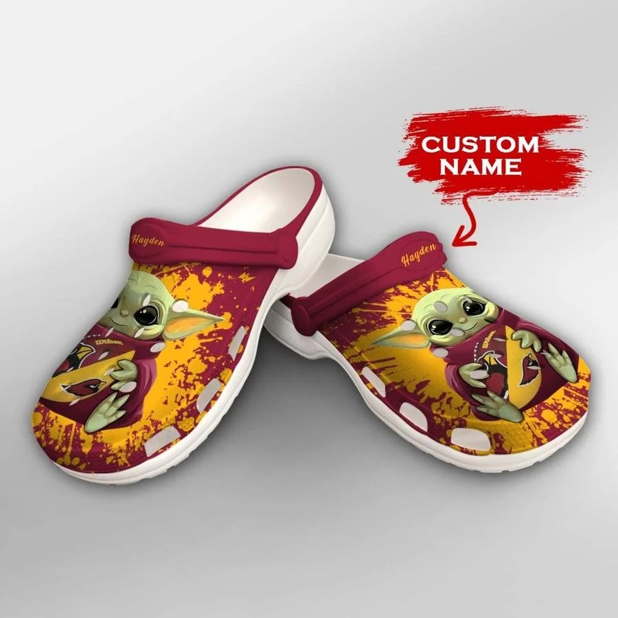 Baby Yoda Arizona Cardinals custom name crocs crocband clog2
