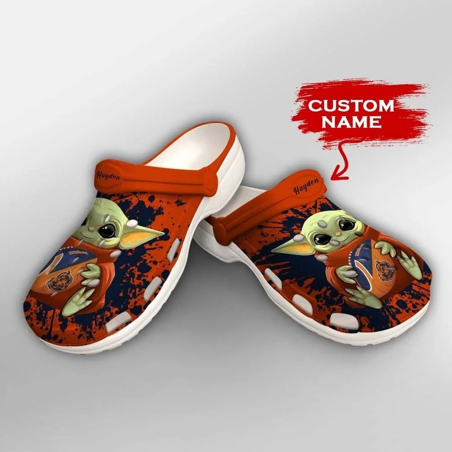 Baby Yoda Chicago Bears custom name crocs crocband clog2