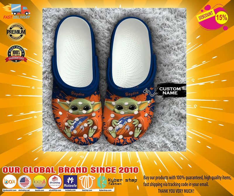 Baby Yoda Denver Broncos custom name crocs crocband clog4