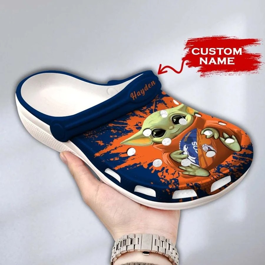 Baby Yoda Denver Broncos custom name crocs crocband clog3