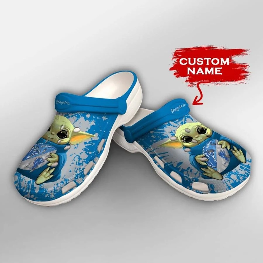 Baby Yoda Detroit Lions custom name crocs crocband clog2
