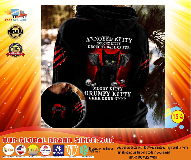 Black cat Annoyed kitty touchy kitty grouchy ball of fur moody grumpy kitty 3D hoodie3