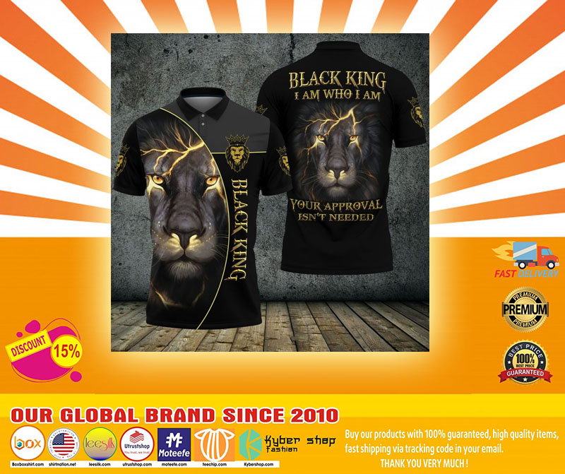 Black lion ling I am who I am your approval isnt needed polo shirt4