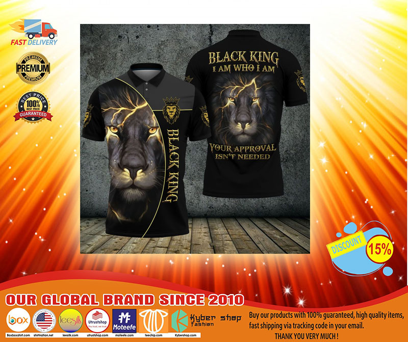 Black lion ling I am who I am your approval isnt needed polo shirt3