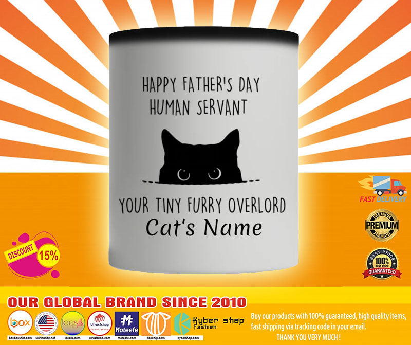 Cat Happy fathers day human servant your tiny furry overload custom name mug4