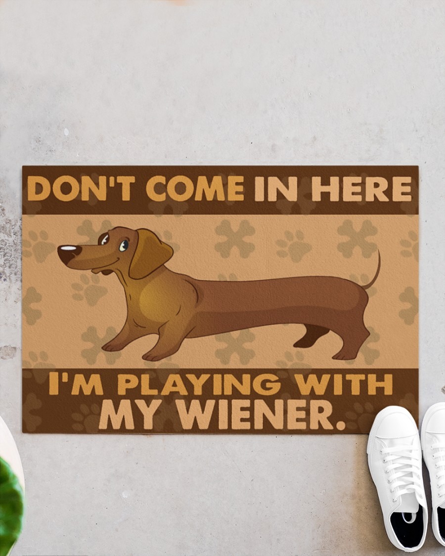 Dachshund dont come in here Im playing with my wiener doormat3