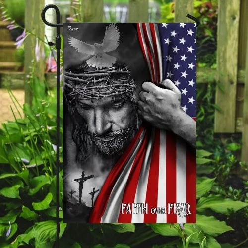 Faith over fear god Jesus American flag4