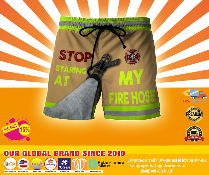 Firefighter Stop staring at my fire house beach short pants4