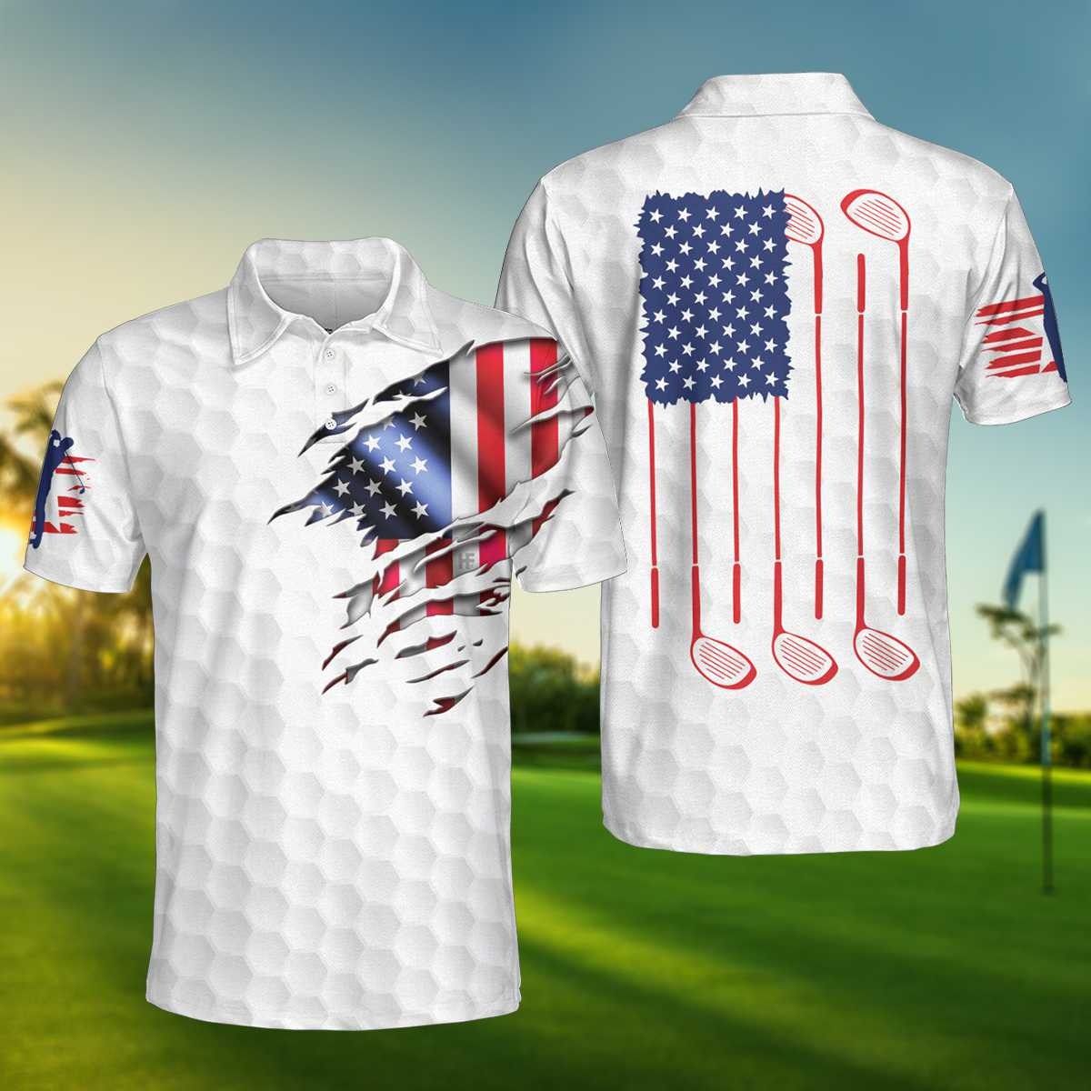 Golf American flag polo shirt2 1