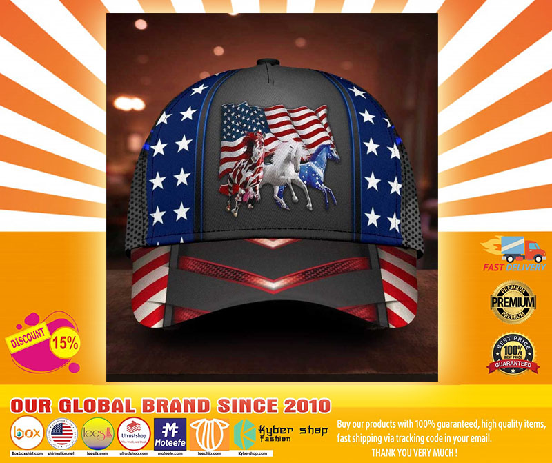 Horse proud American flag cap4