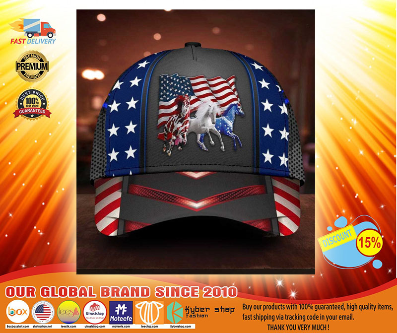 Horse proud American flag cap3