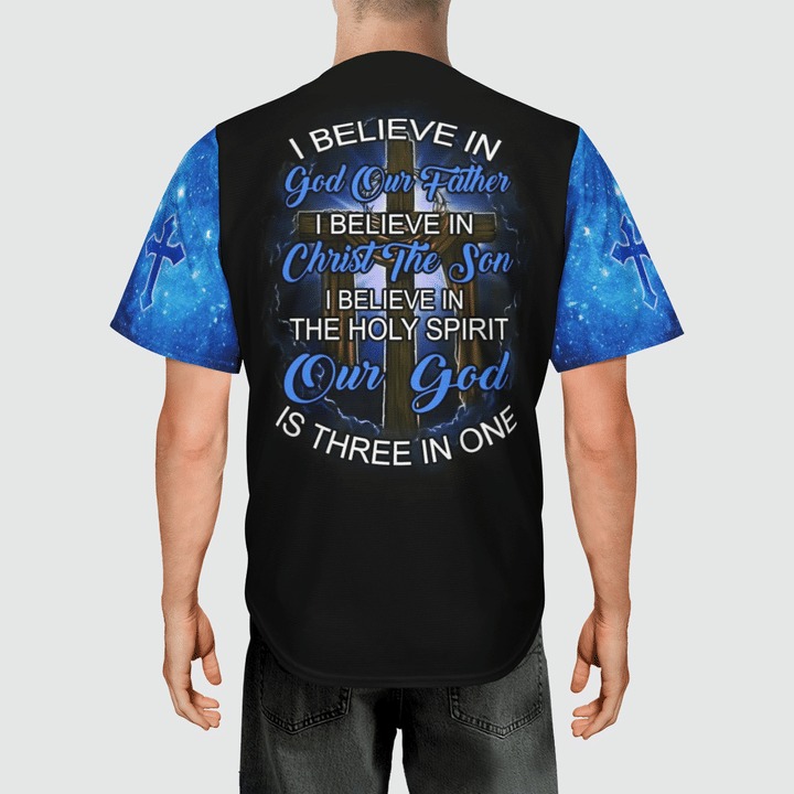 I believe in god out father Baseball Jersey3