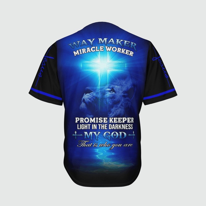 Jesus way maker miracle worker promise keeper light in the darkness Baseball Jersey4