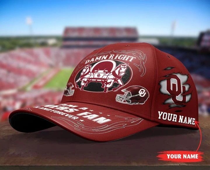 OKSO Damn right I am a Sooners Fan now and forever custom name cap4