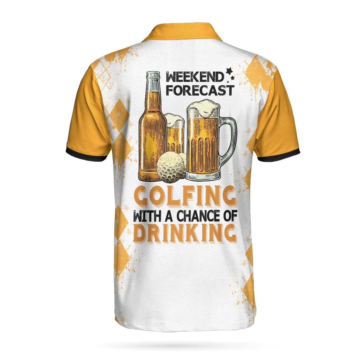 Skeleton weekend forecast colfing with a chance of dringking polo shirt3