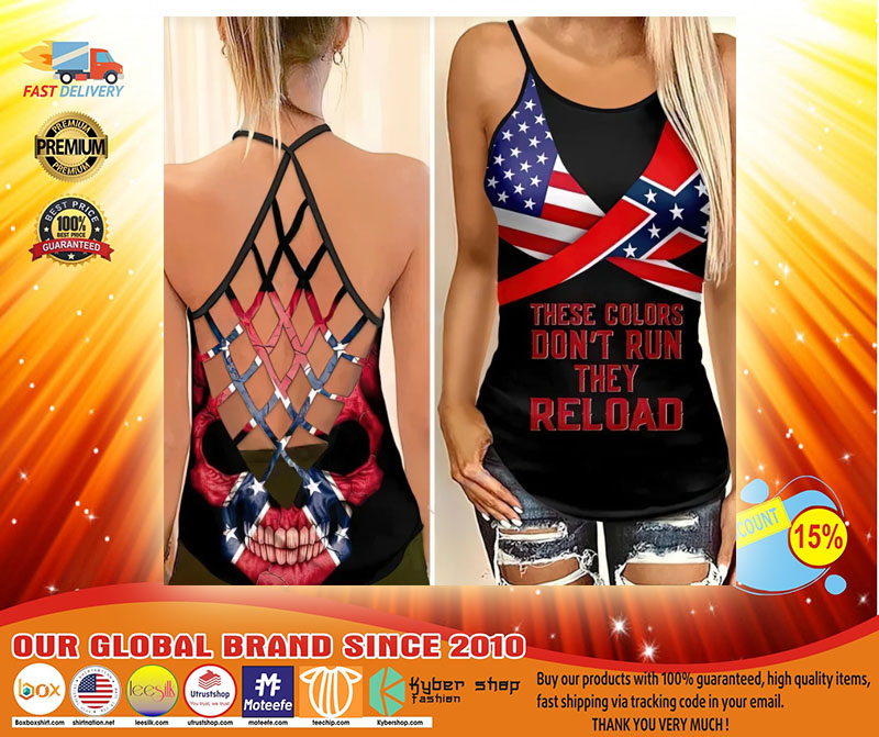 Skull American flag These colors dont run they reload cross camisole Strappy tank top3