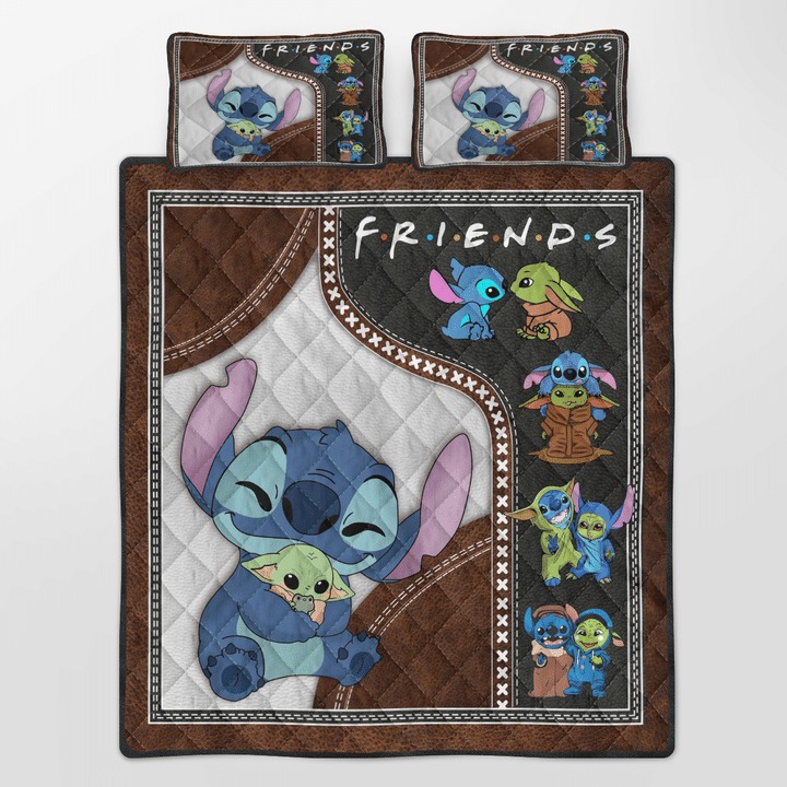 Stitch and baby Yoda friend quilt bedding set2 1