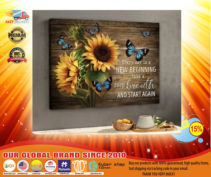 Sunflower butterfly every day is new begging take a deep breath and start again canvas3