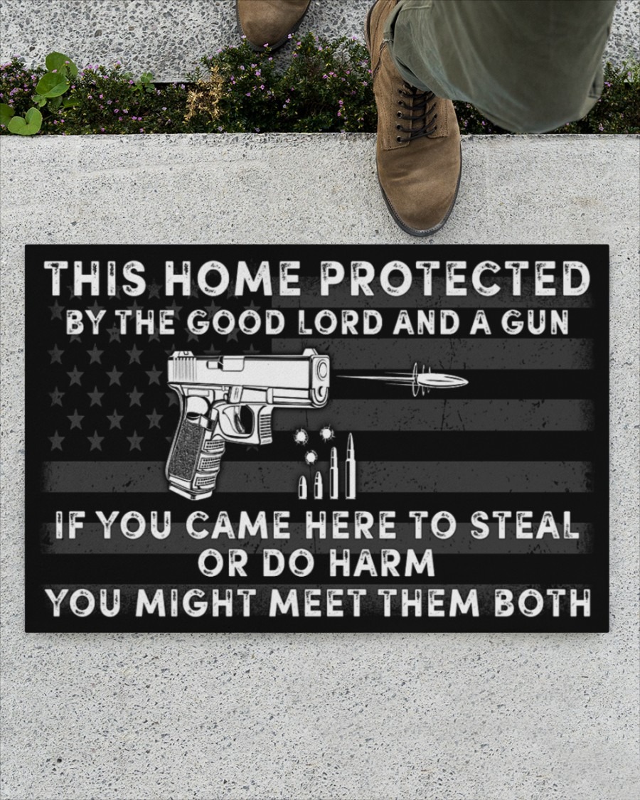 This home protected by the good lord and a gun doormat4