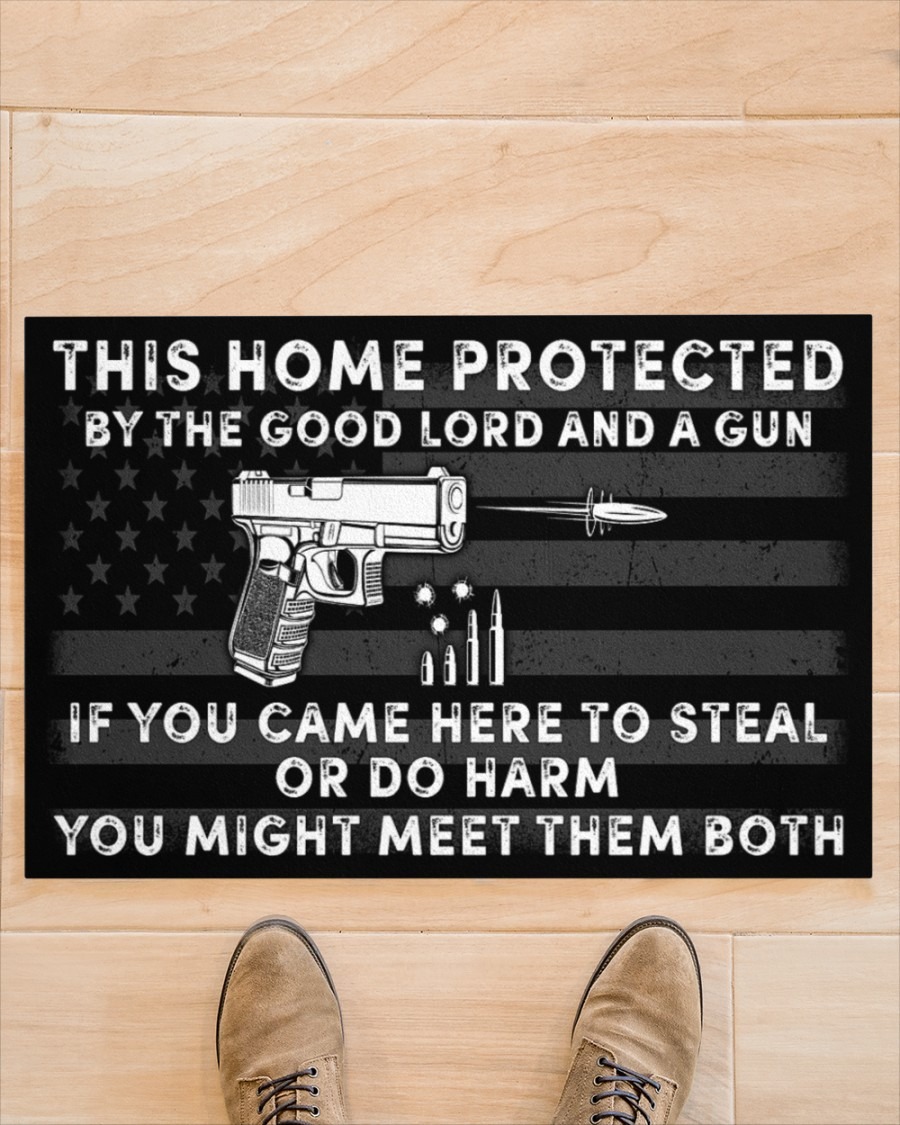 This home protected by the good lord and a gun doormat3