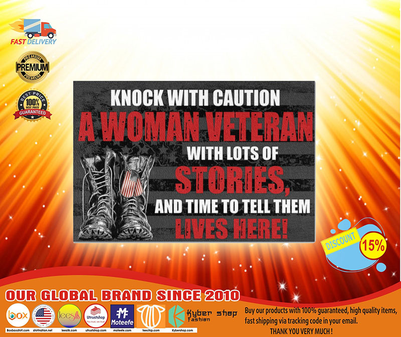 Veteran knock with caution a woman veteran doormat3