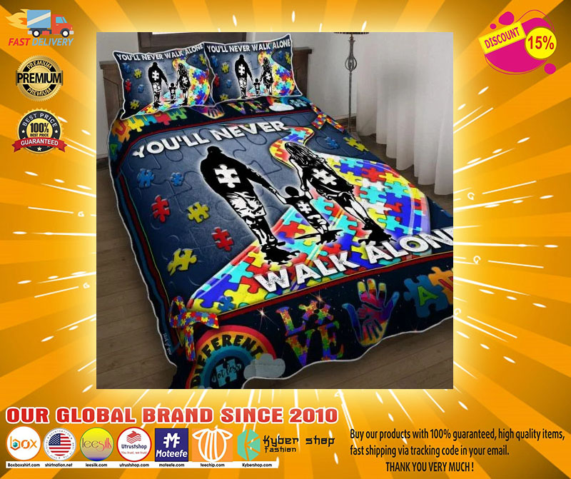 Youll never walk alone autism quilt bedding set212312312321