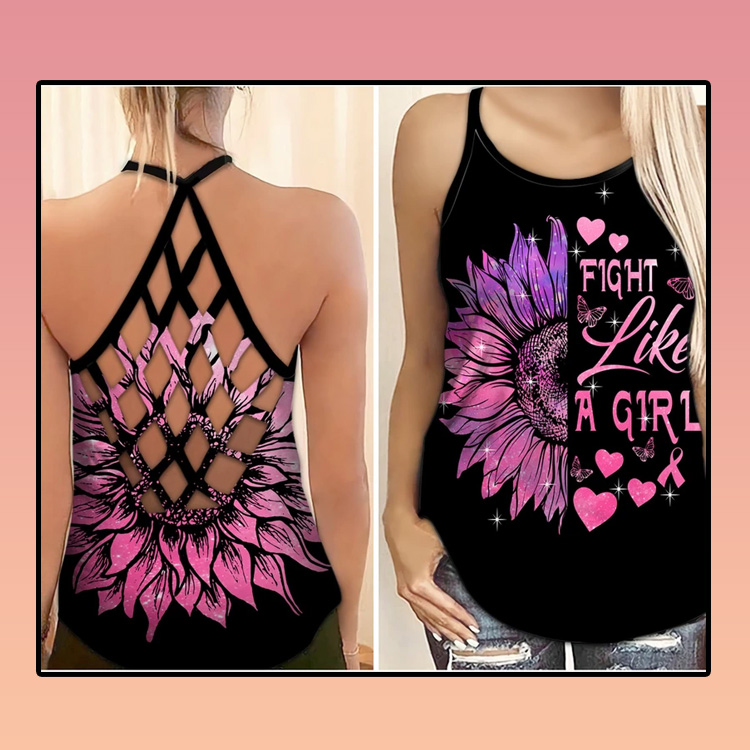 Breast Cancer Awareness fight like a girl criss cross tank top2 1
