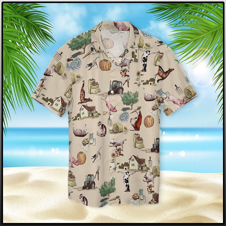 Farm Animal Yoga Pose Hawaiian Shirt1