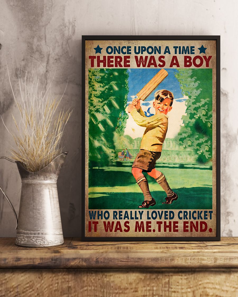 Once upon a time there was a boy who really loved cricket poster266