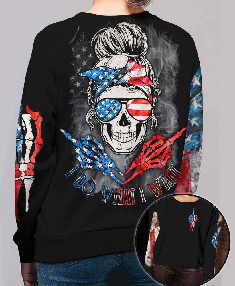 Skull O Holic American Flag AI Do What I Want 3D Hoodie SWS