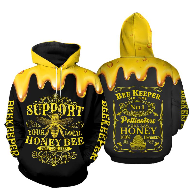 Support Your Local Honey Bee Beekeeper 3D Hoodie