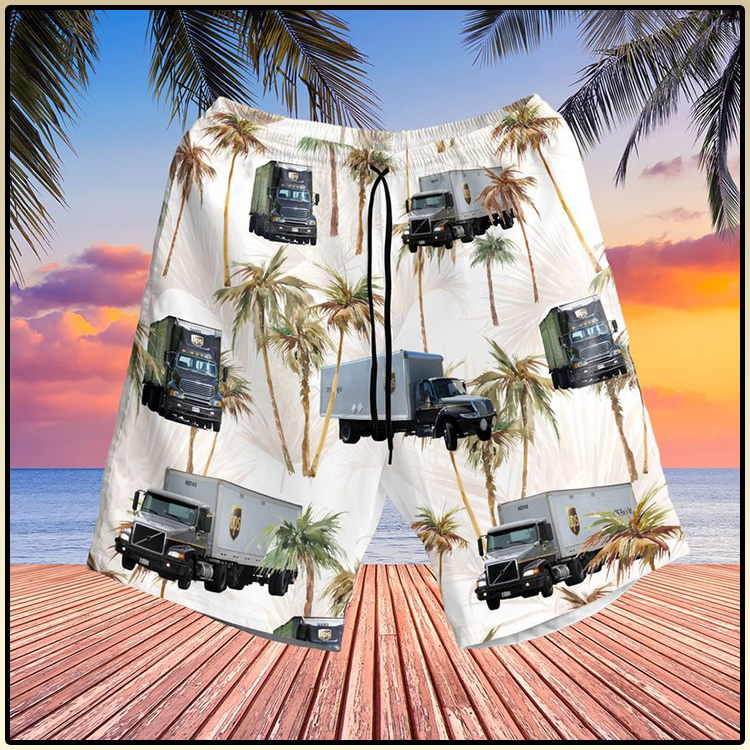UPS Freight Truck Hawaiian Shirt And Shorts2